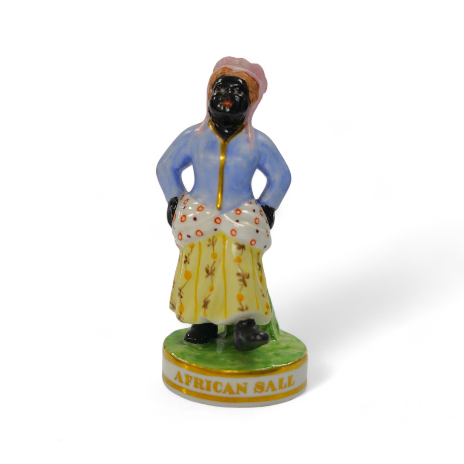 A Derby (Sampson Hancock) porcelain Figurine, 'African Sall', 9cm. Condition - good